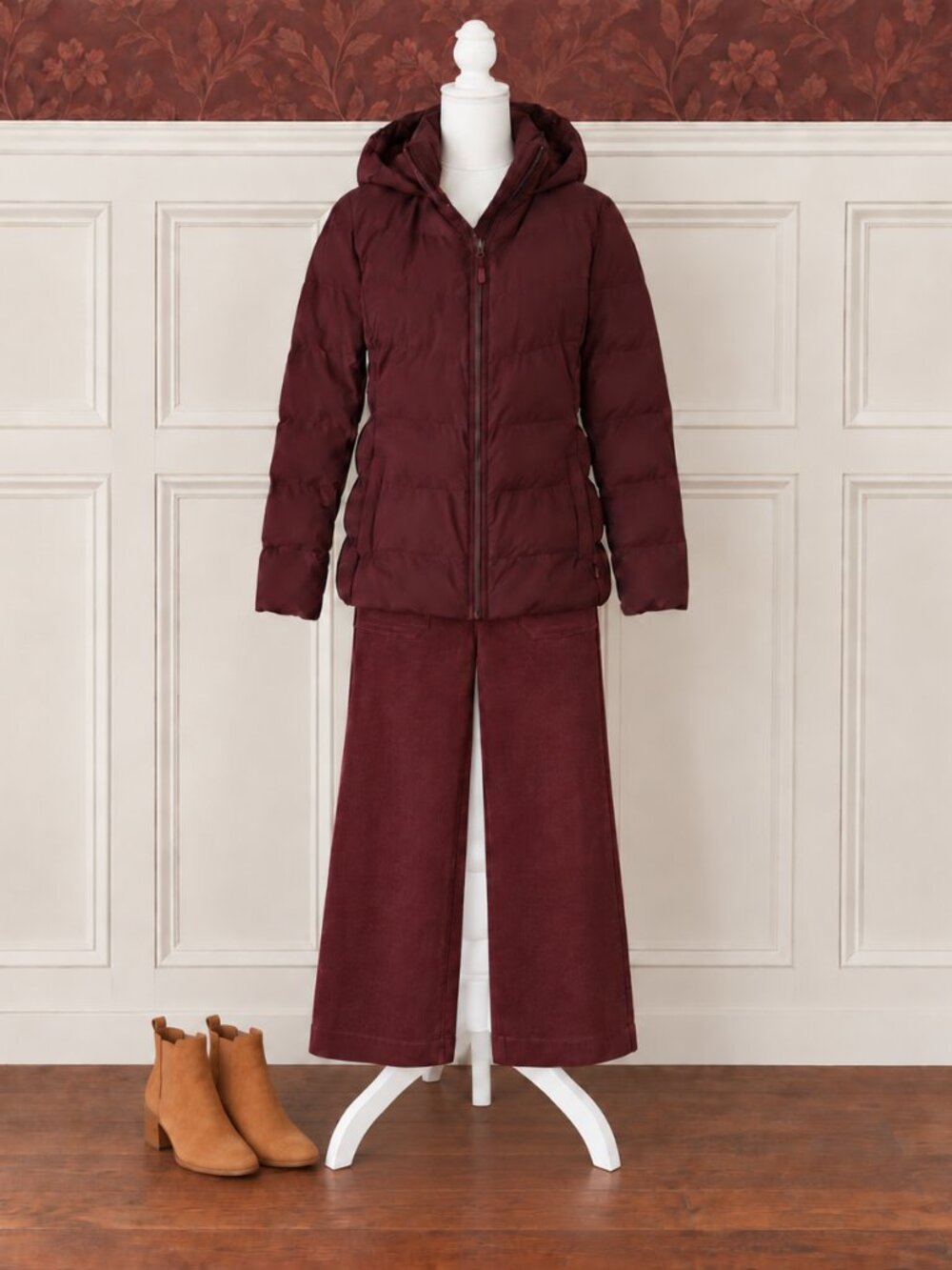 32 Degrees Burgundy Hooded Puffer Coat Jacket Womens M